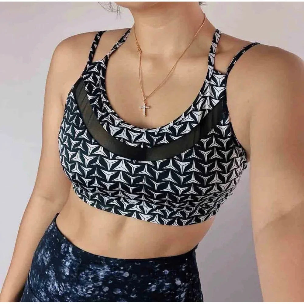 Victoria's Secret Sport Show-Off Strappy Sports Bra Geometric Mesh Athleisure‎